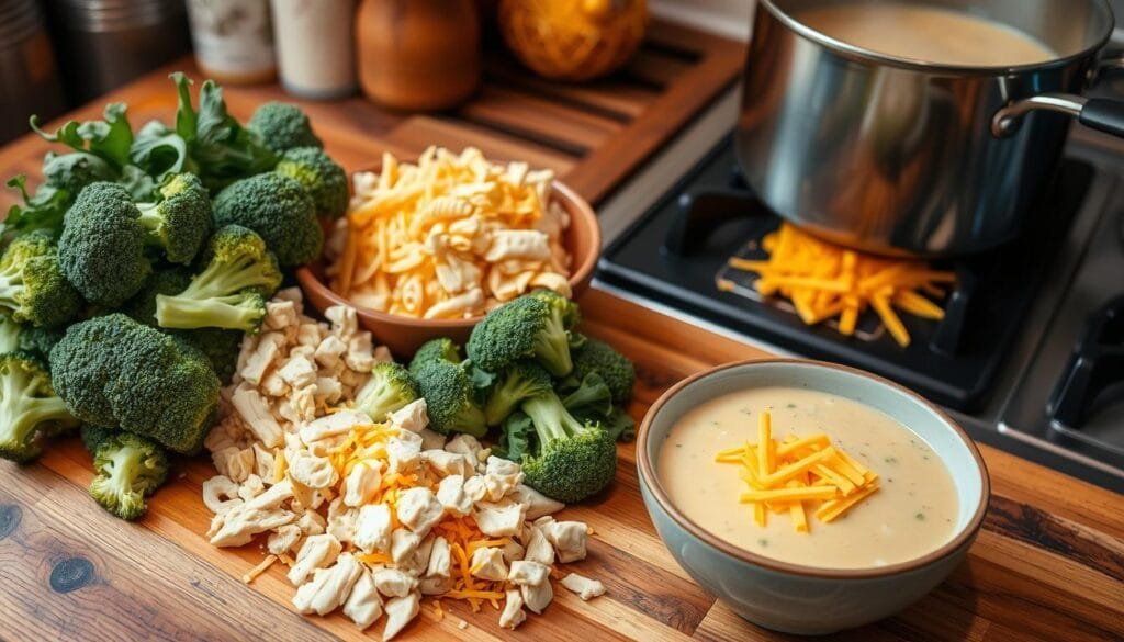 Chicken Broccoli Cheddar Soup Preparation