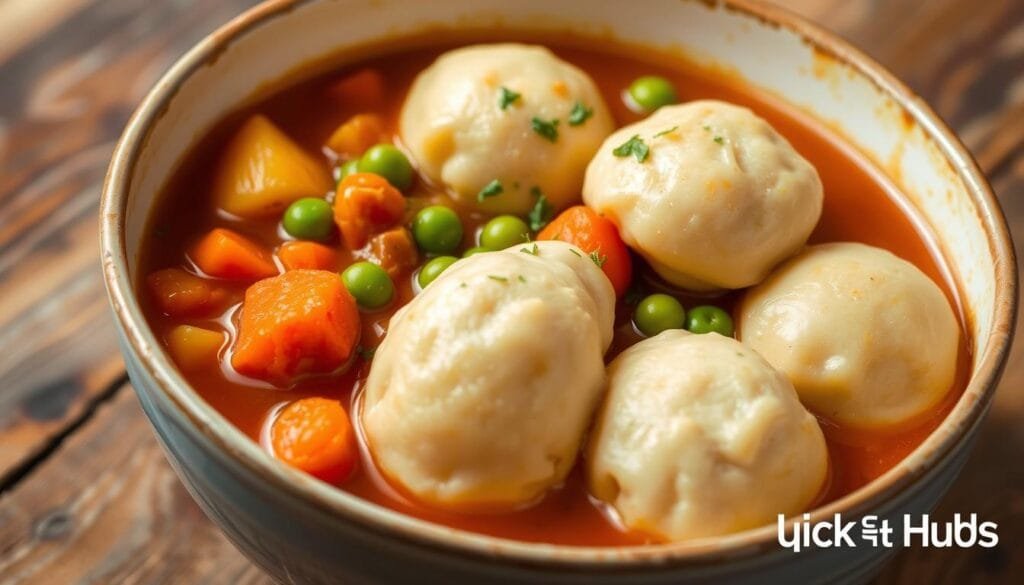 Fluffy Dumplings in Vegetable Stew Fluffy Dumplings in Vegetable Stew