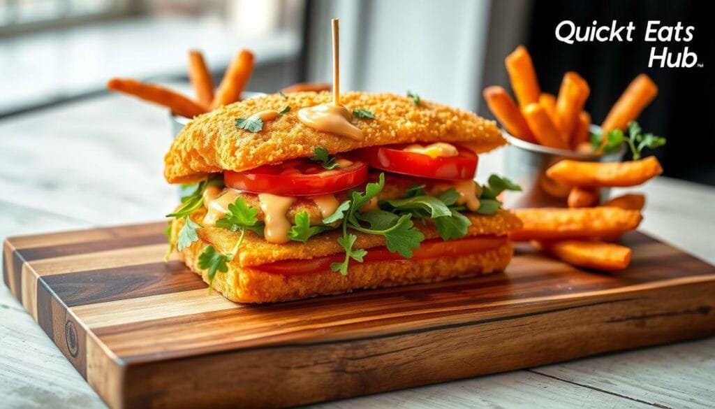 Gourmet Fish Finger Sandwich Presentation
