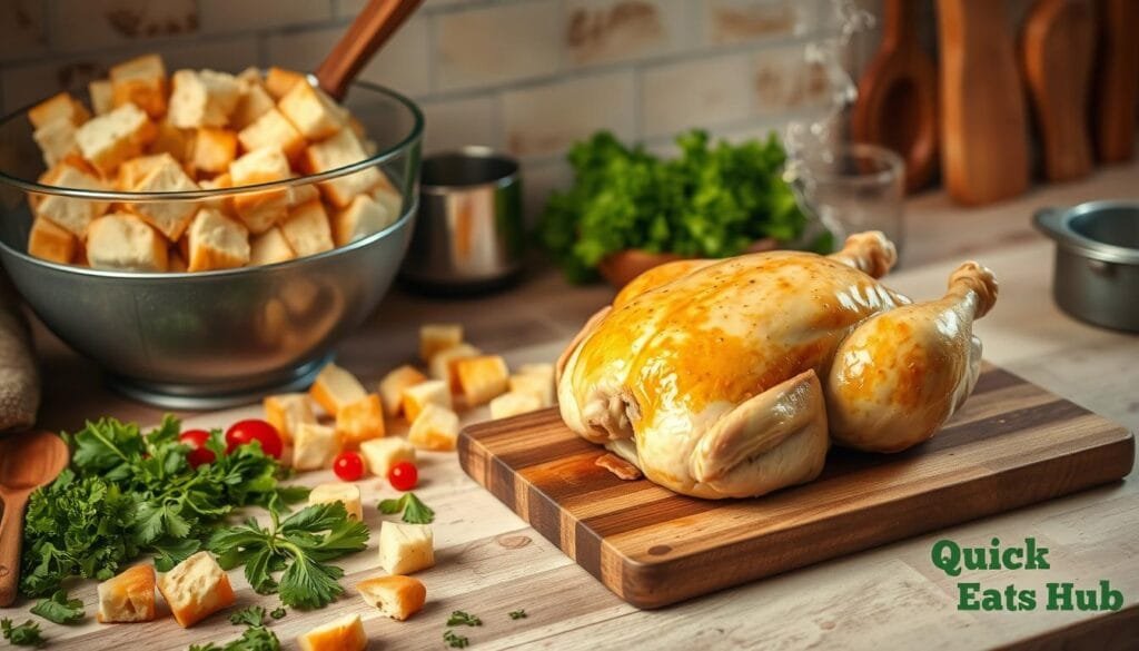 Homemade Chicken and Dressing Preparation Homemade Chicken and Dressing Preparation