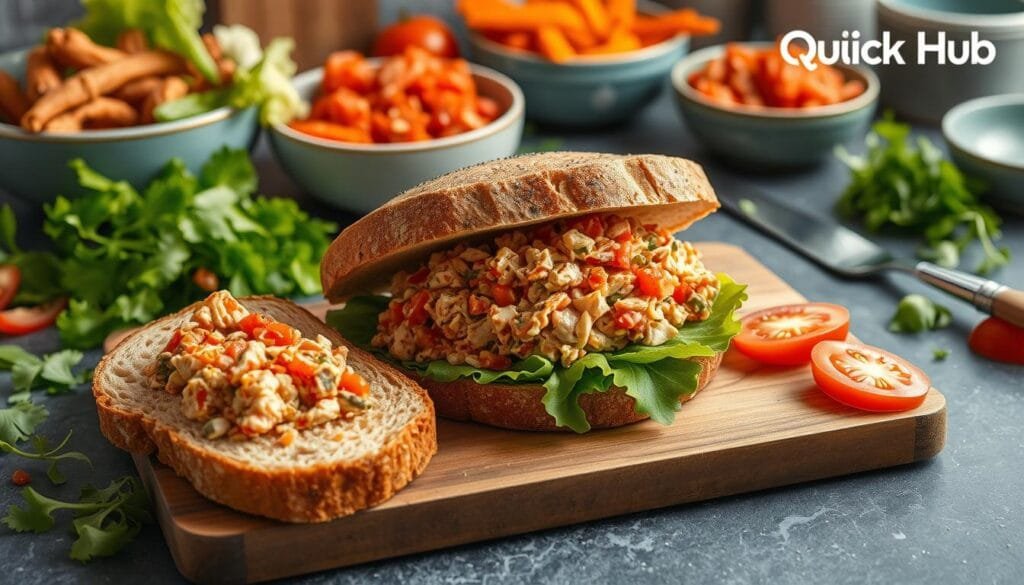 Kimchi Tuna Sandwich Assembly
