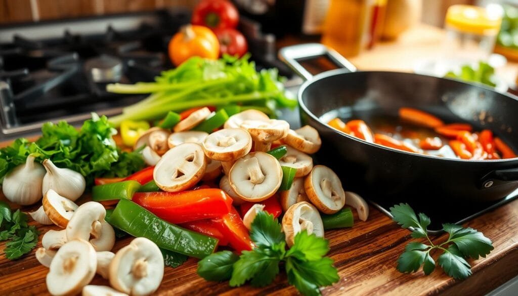 Lobster Mushroom Stir-Fry Preparation
