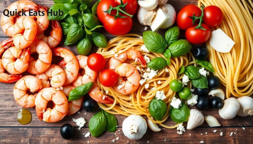 Mediterranean Shrimp Pasta Combination Technique