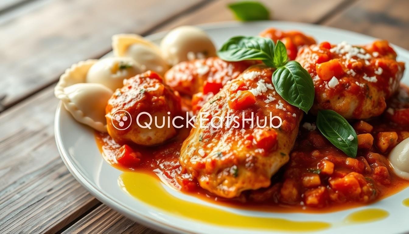 chicken arrabiata and dumplings