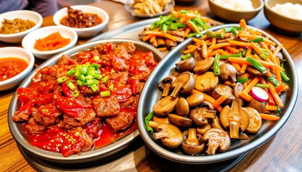 spicy bulgogi and vegetarian bulgogi