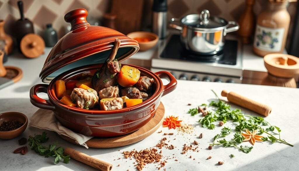 tagine rabbit cooking process