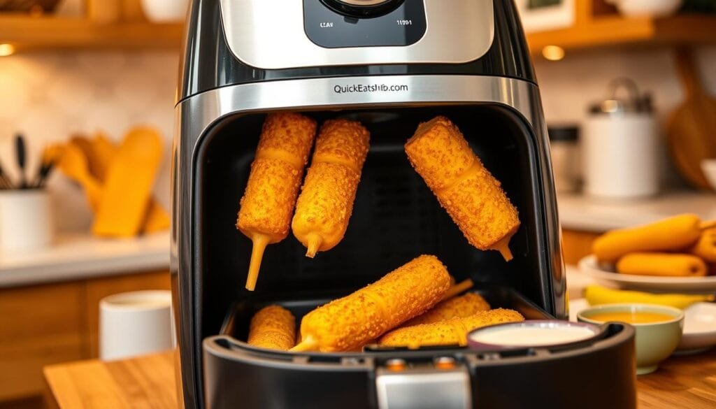 Air Fryer Corn Dogs Cooking