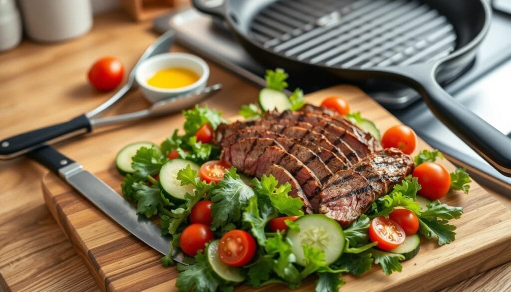 Grilled Steak Salad Preparation