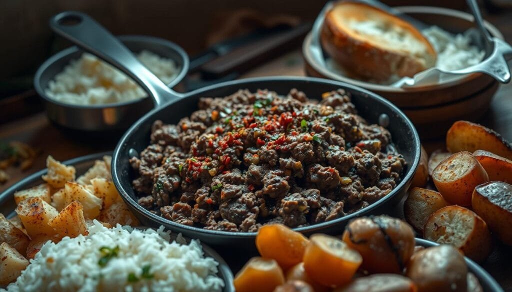 Ground Beef Skillet with Carbohydrate Sides