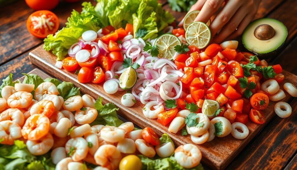 Mexican Seafood Salad Preparation