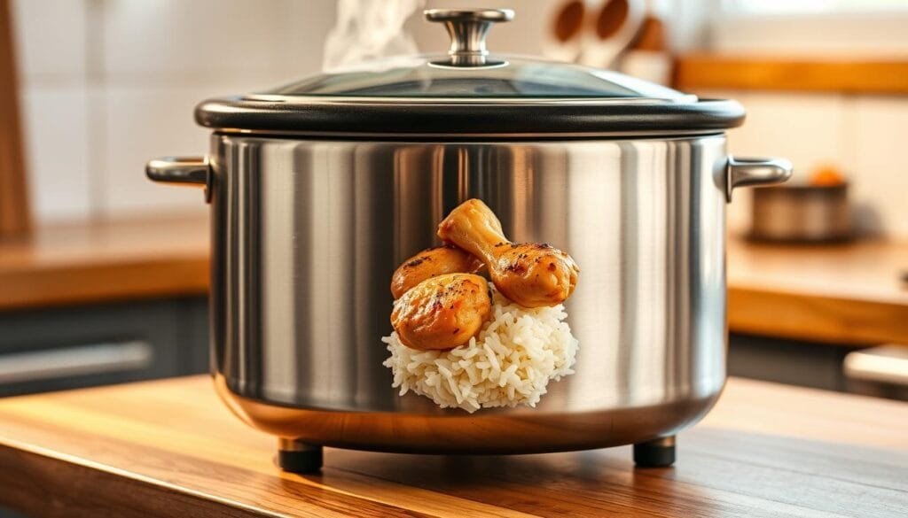 delicious chicken and rice in rice cooker