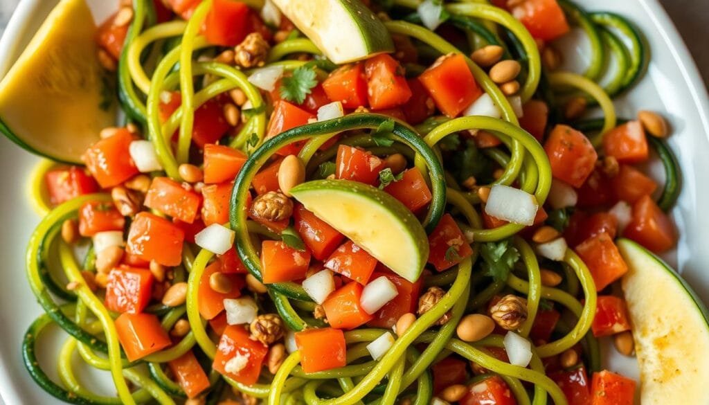 Zucchini Noodle Salad with Mexican Salsa Twist
