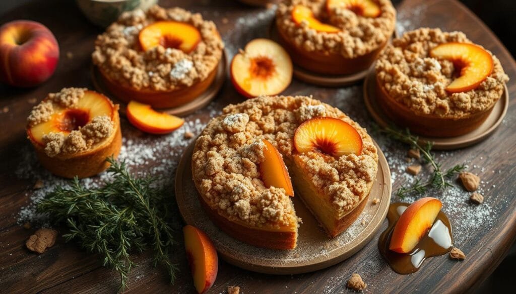 Italian Peach Crumb Cake variations