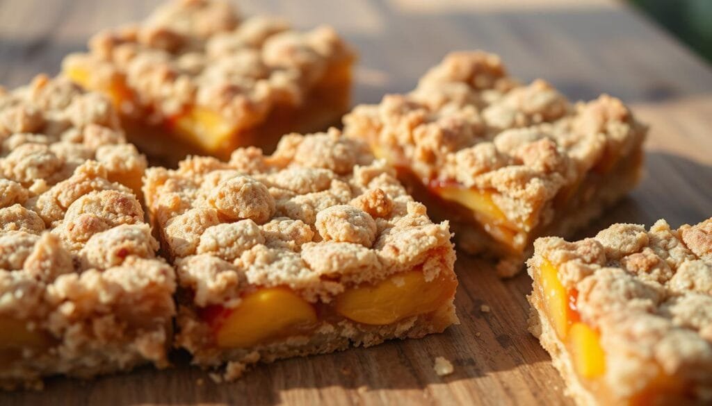 sweet and crumbly peach bars