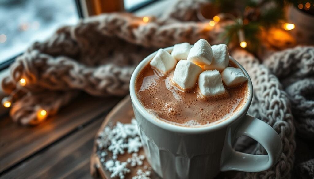 Christmas hot chocolate with marshmallows