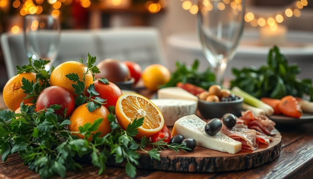 Seasonal ingredients for New Year's Eve appetizers