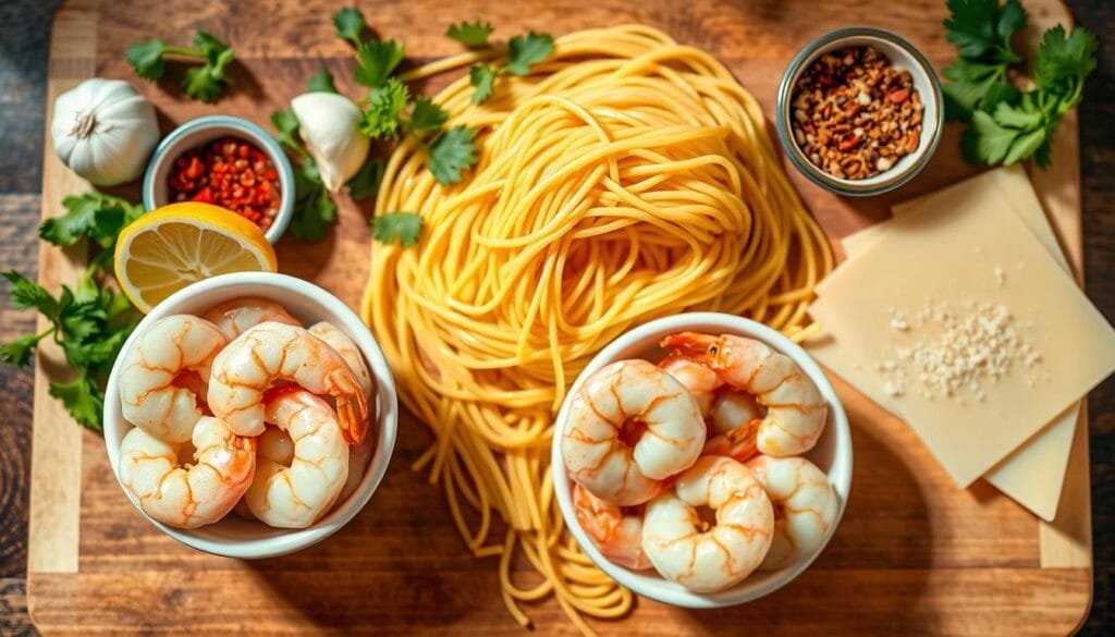 Ingredients Overview for Shrimp Scampi Pasta Recipe