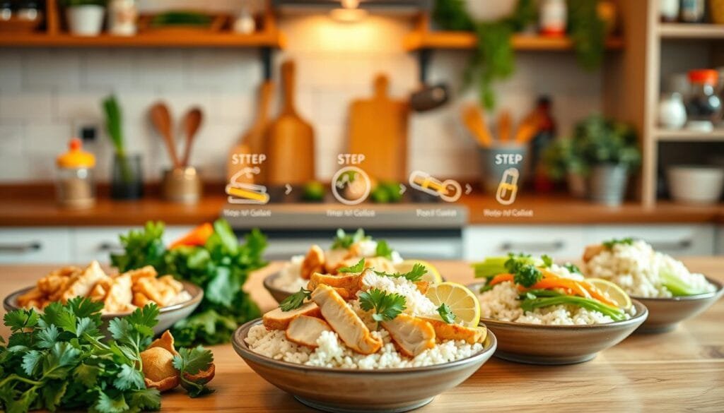 step-by-step assembly tips for chicken rice bowls